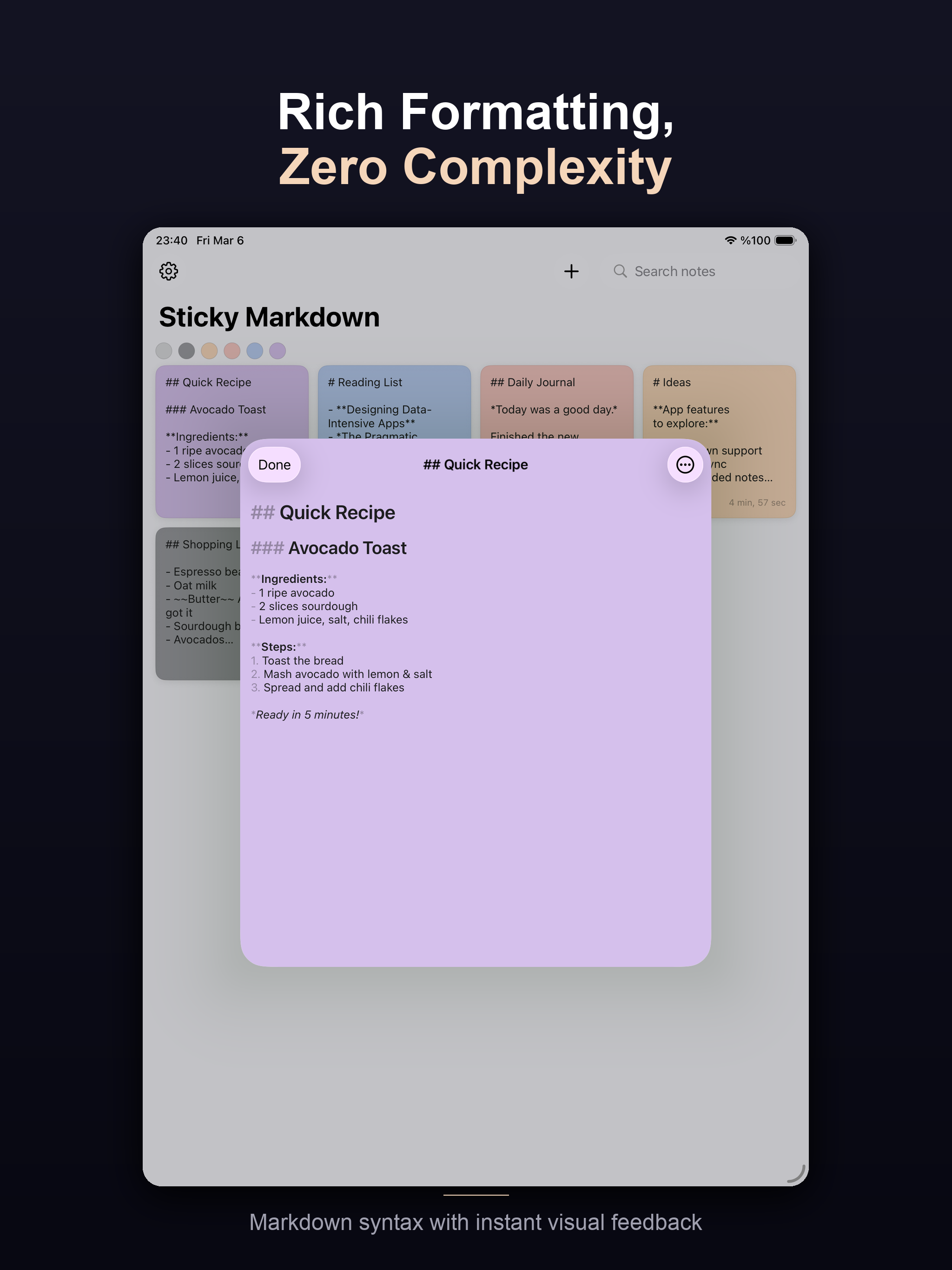 Pane on iPad — recipe checklist